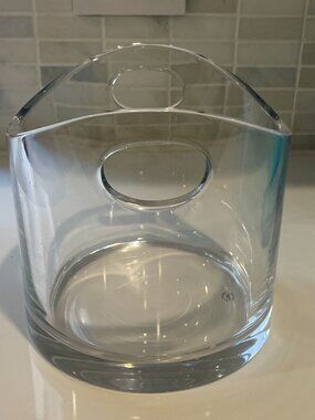 Tiffany & Co. Crystal Modernist Ice Bucket w/ Integrated Handles W/box